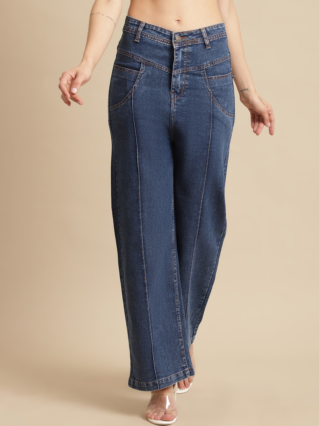 

urSense Women Blue Wide Leg Denim Jeans