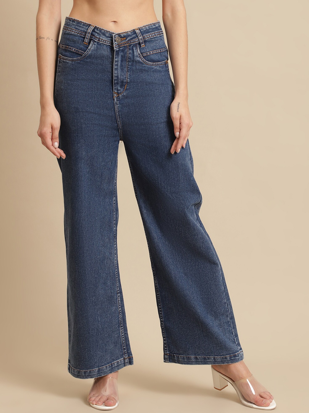 

urSense Women Blue Wide Leg Denim Jeans