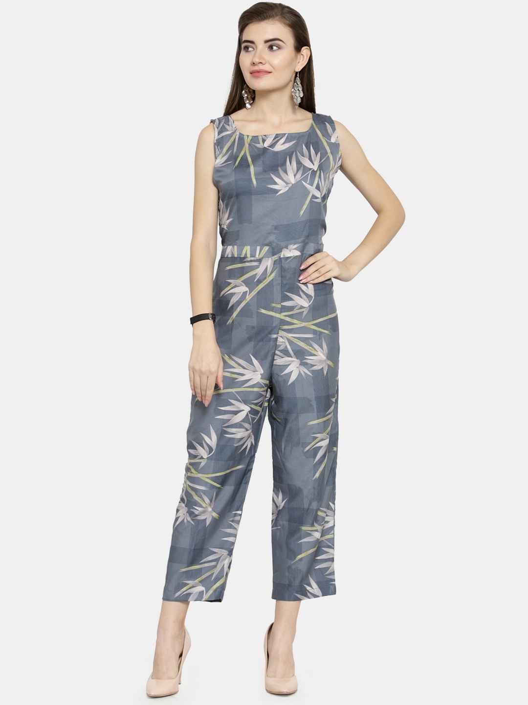 

Enchanted Drapes Grey & Beige Printed Basic Jumpsuit