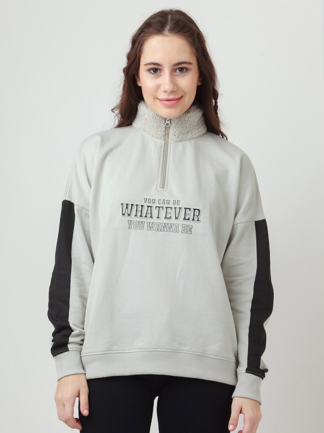 

zink Z Women Sea Green Printed Sweatshirt