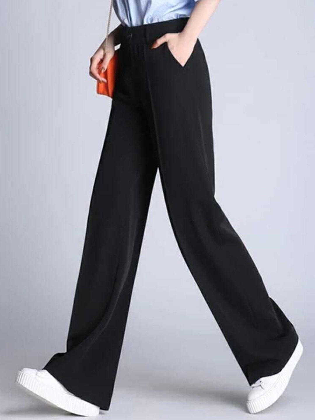 

BROADSTAR Women Pleated Korean Pants, Black
