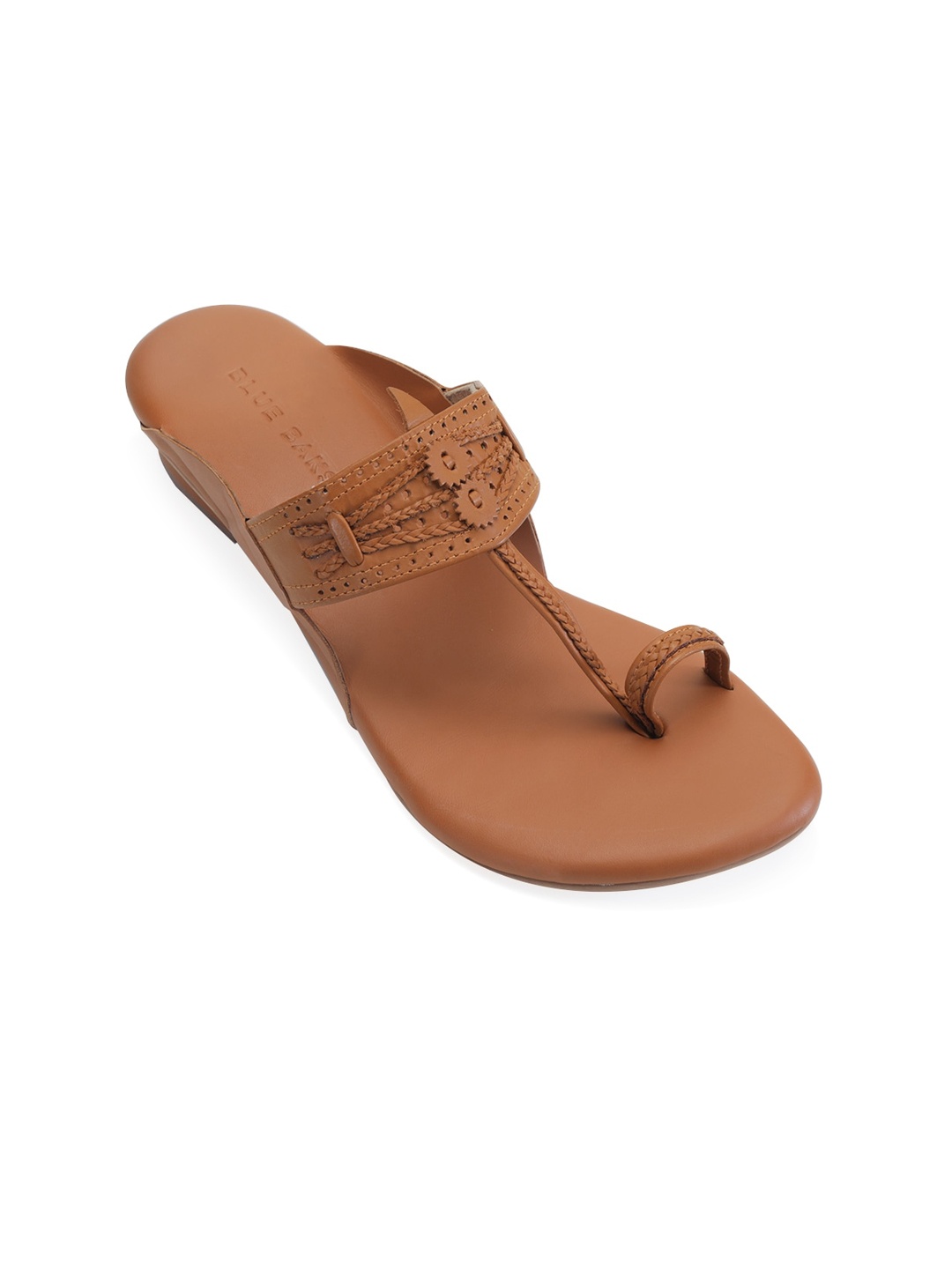 

BLUE BAKSA Tan Kolhapuri Leather Block Heel
