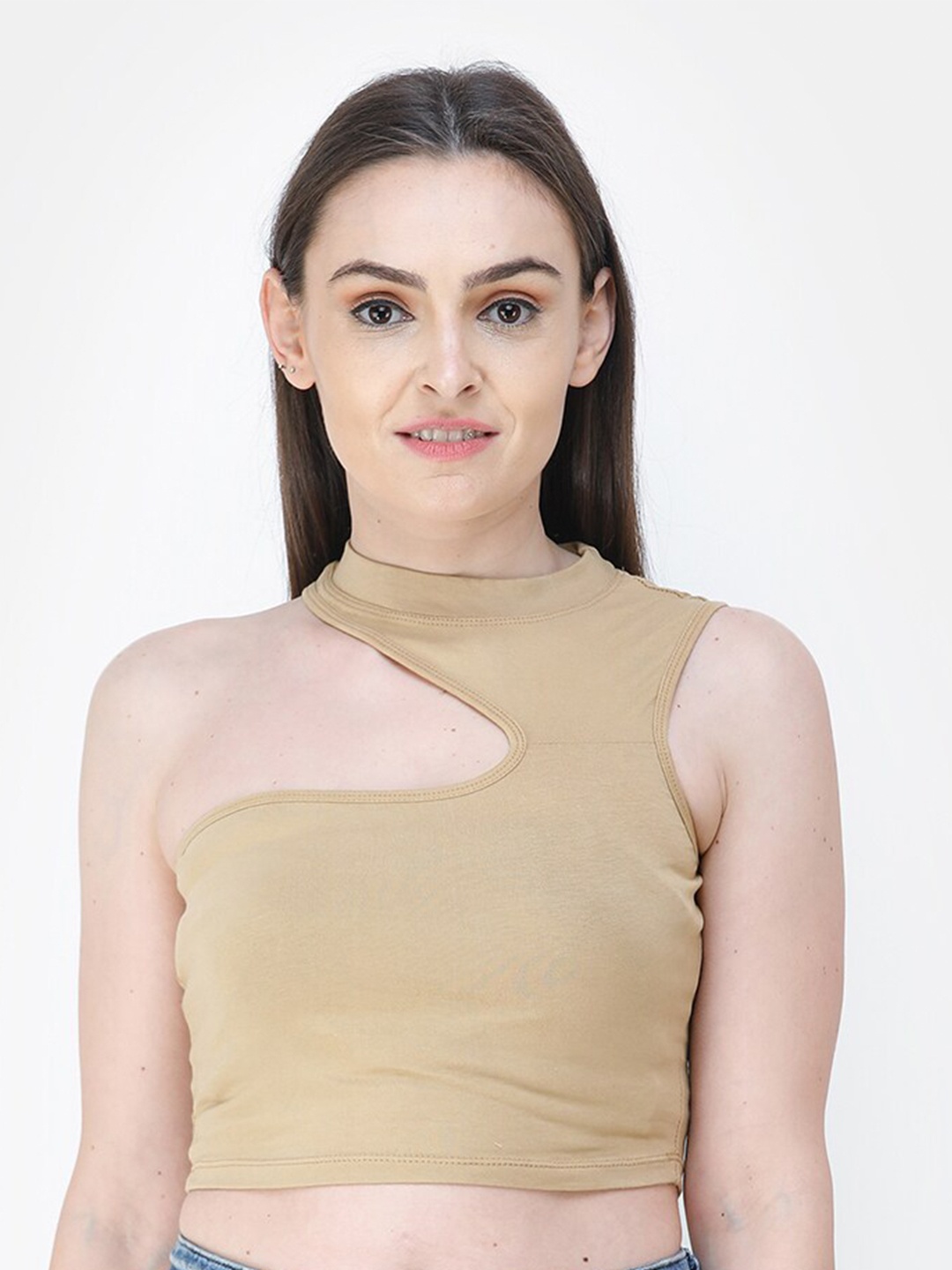 

SCORPIUS Gold-Toned One Shoulder Styled Back Top