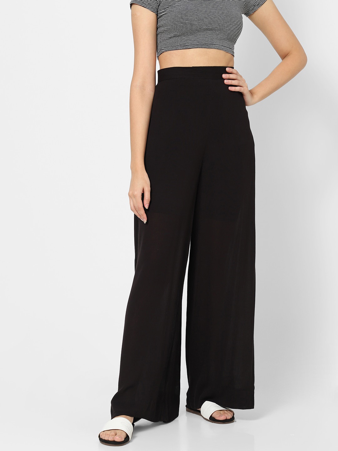 

VASTRADO Women Black Flared Palazzos