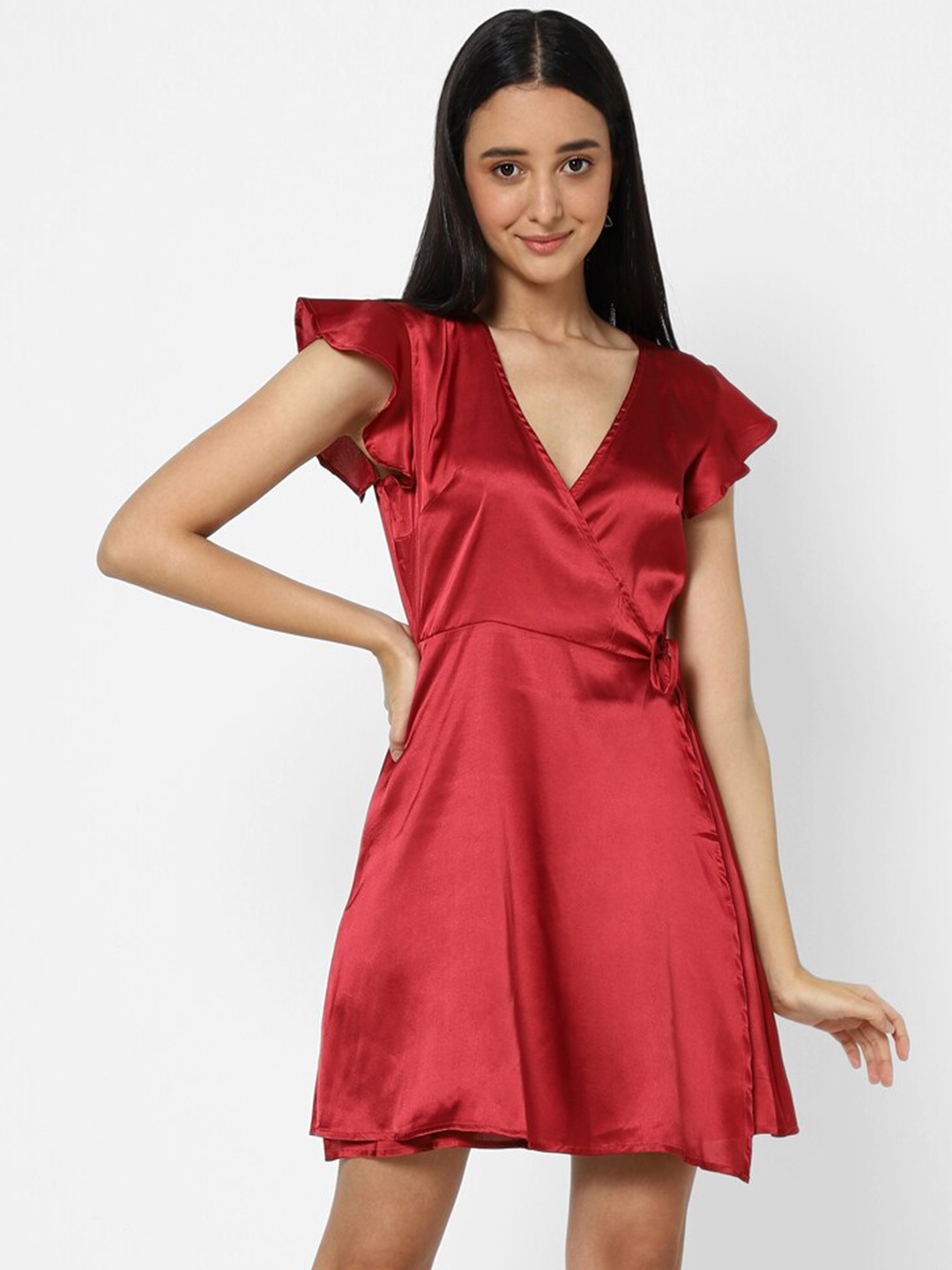 

VASTRADO Red Wrap Dress