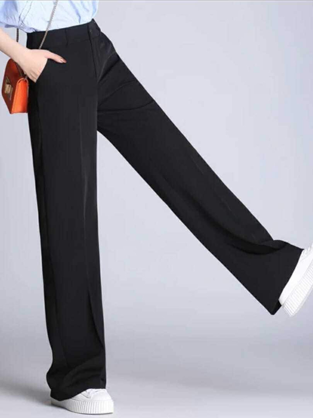 

Next One Women Black Relaxed Straight Leg High-Rise Easy Wash Trouser