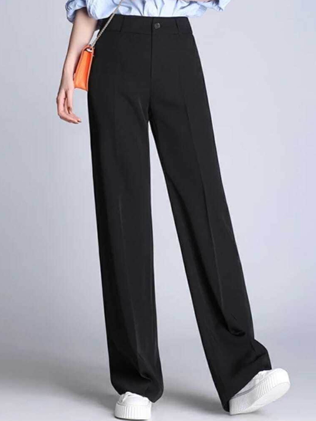 

Next One Women Black Relaxed Straight Leg High-Rise Easy Wash Trouser