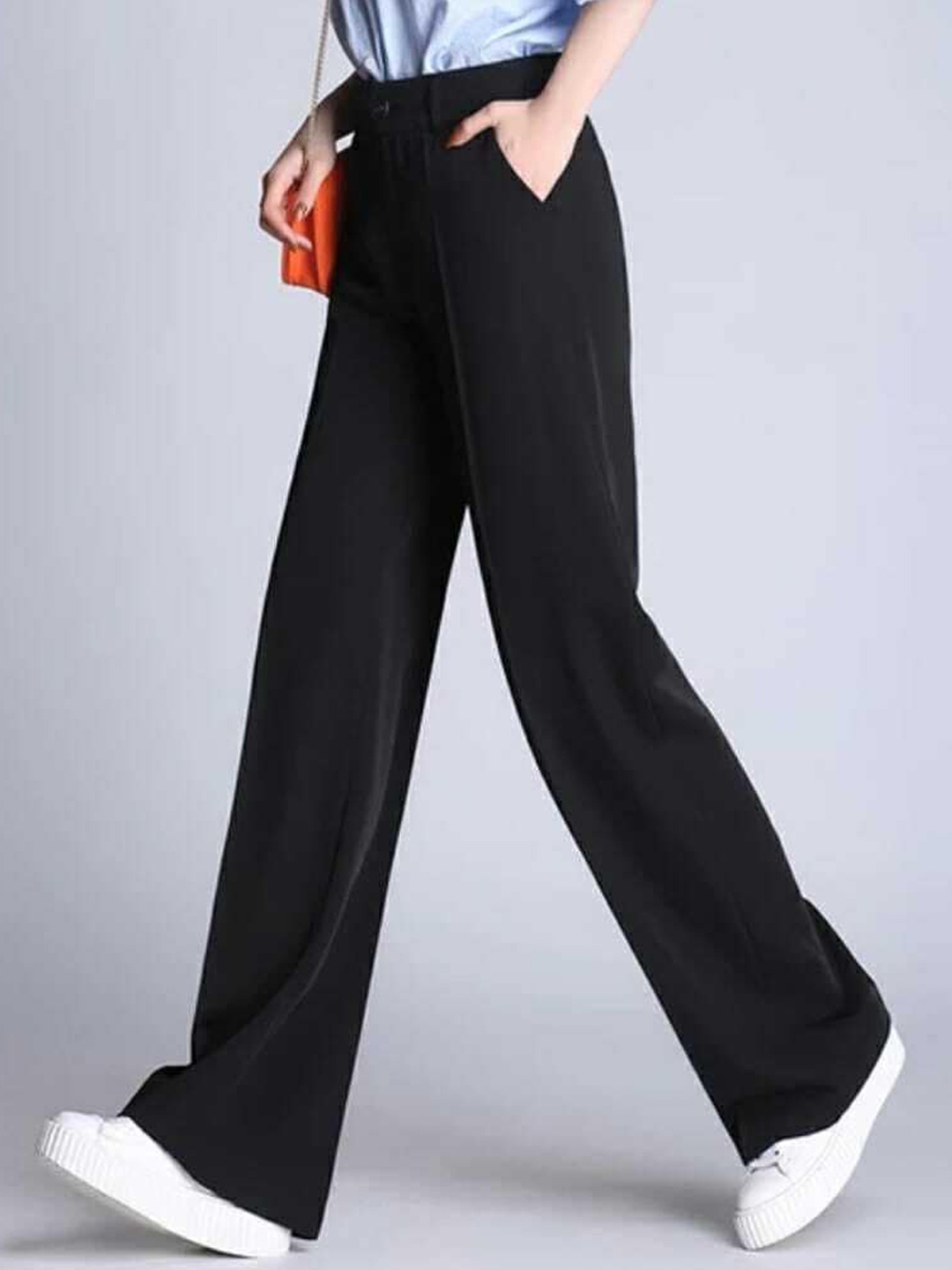 

Next One Women Black Relaxed Straight Leg High-Rise Easy Wash Trouser