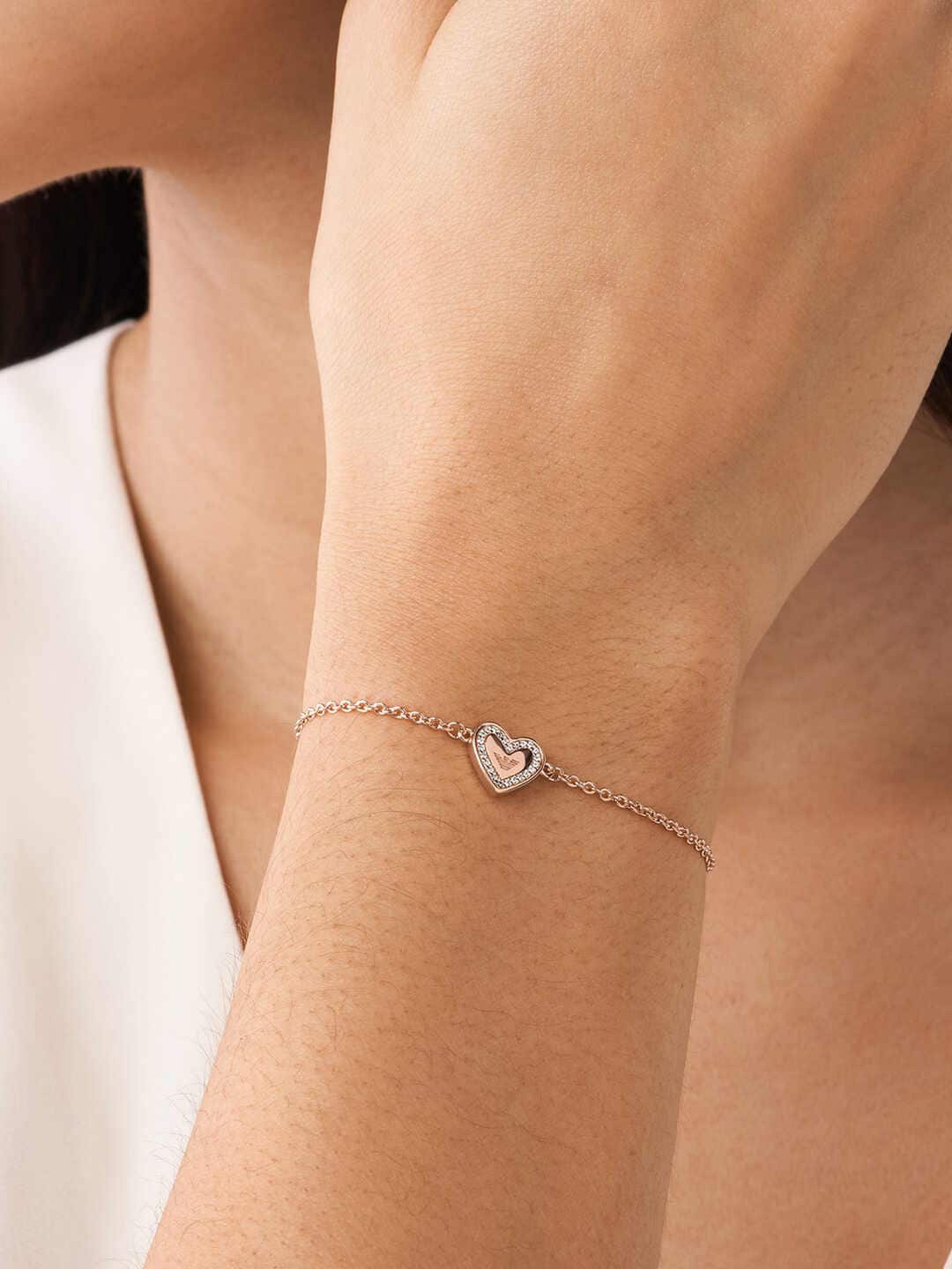 

Emporio Armani Women White & Rose Gold Sterling Silver Charm Bracelet