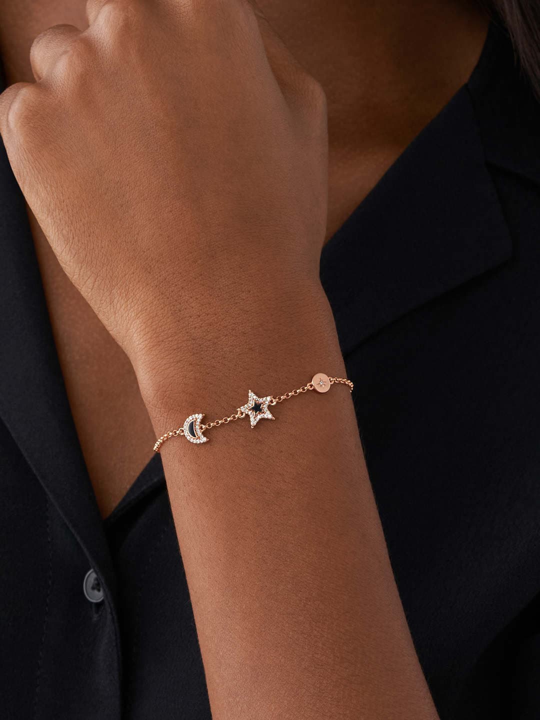 

Emporio Armani Women White & Rose Gold Brass Crystals Charm Bracelet