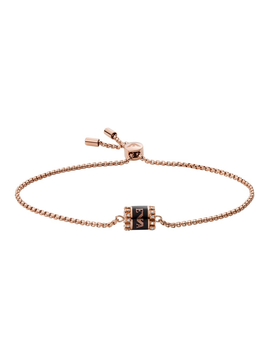 

Emporio Armani Women Black & Rose Gold-Plated Charm Bracelet