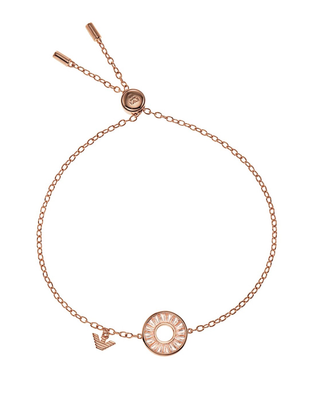 

Emporio Armani Women White Sterling Silver Crystals Rose Gold-Plated Charm Bracelet
