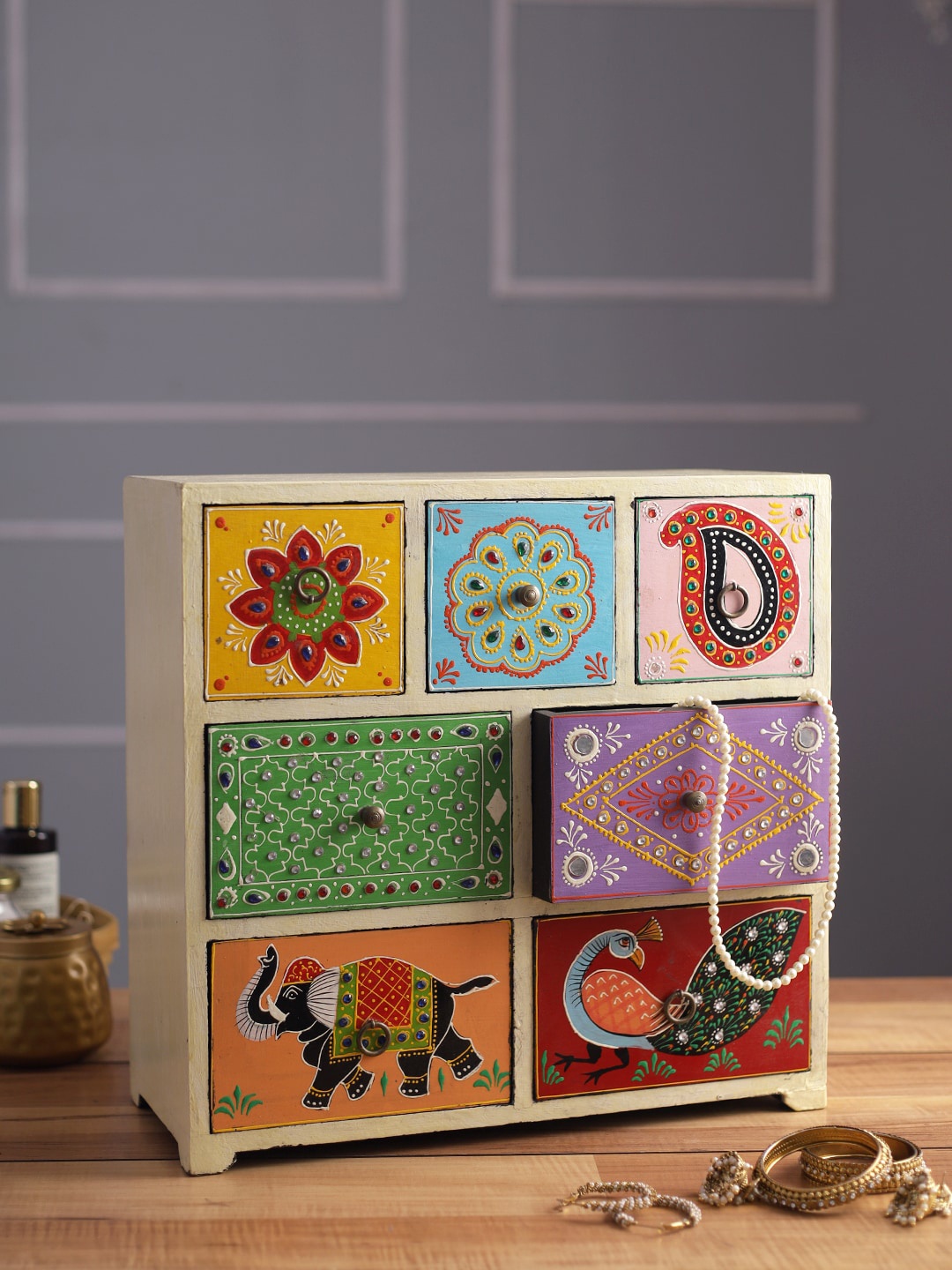 

Aapno Rajasthan Blue & Red Printed Drawer Organiser