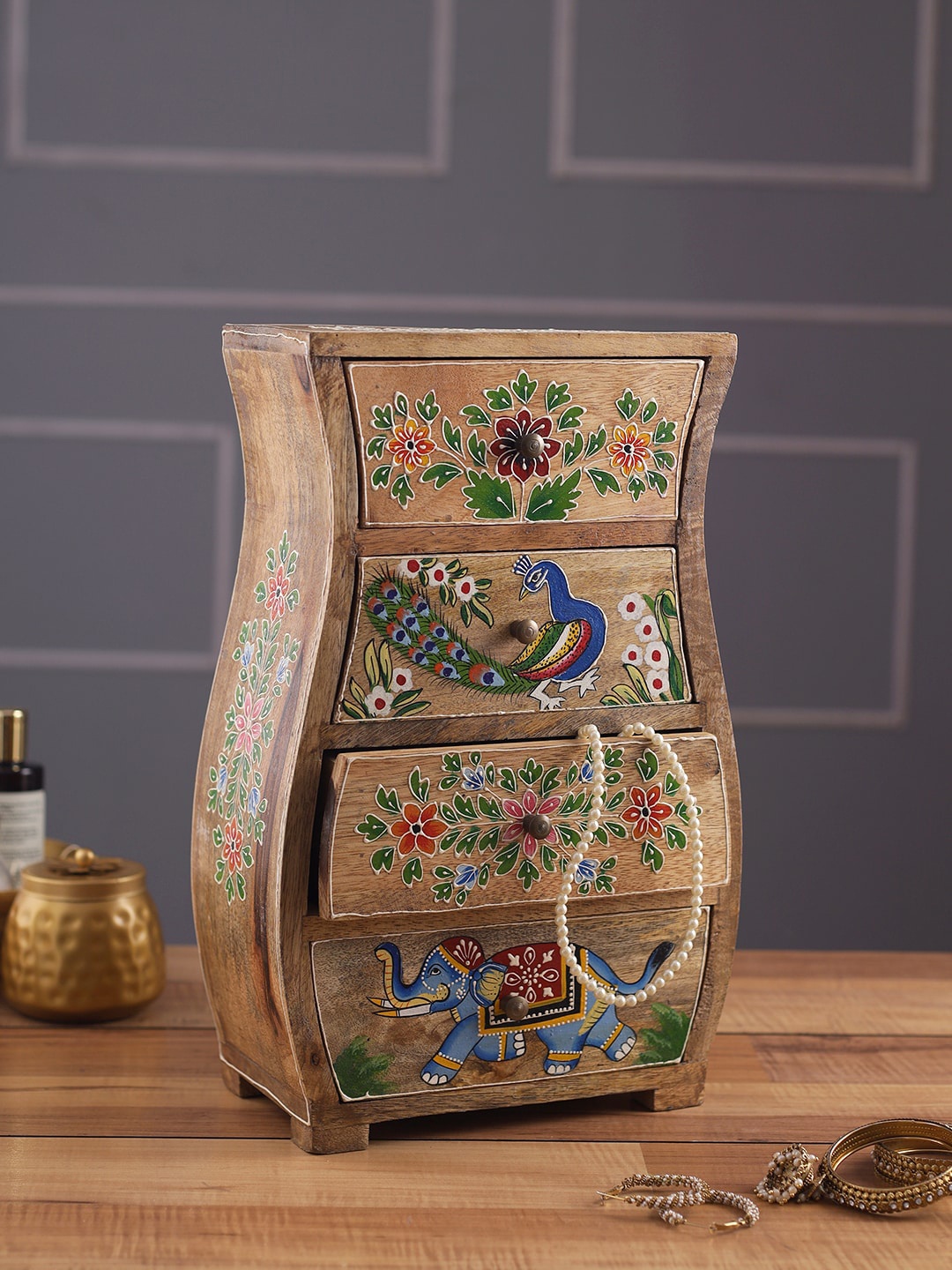 

Aapno Rajasthan Beige & Red Printed Drawer Organisers