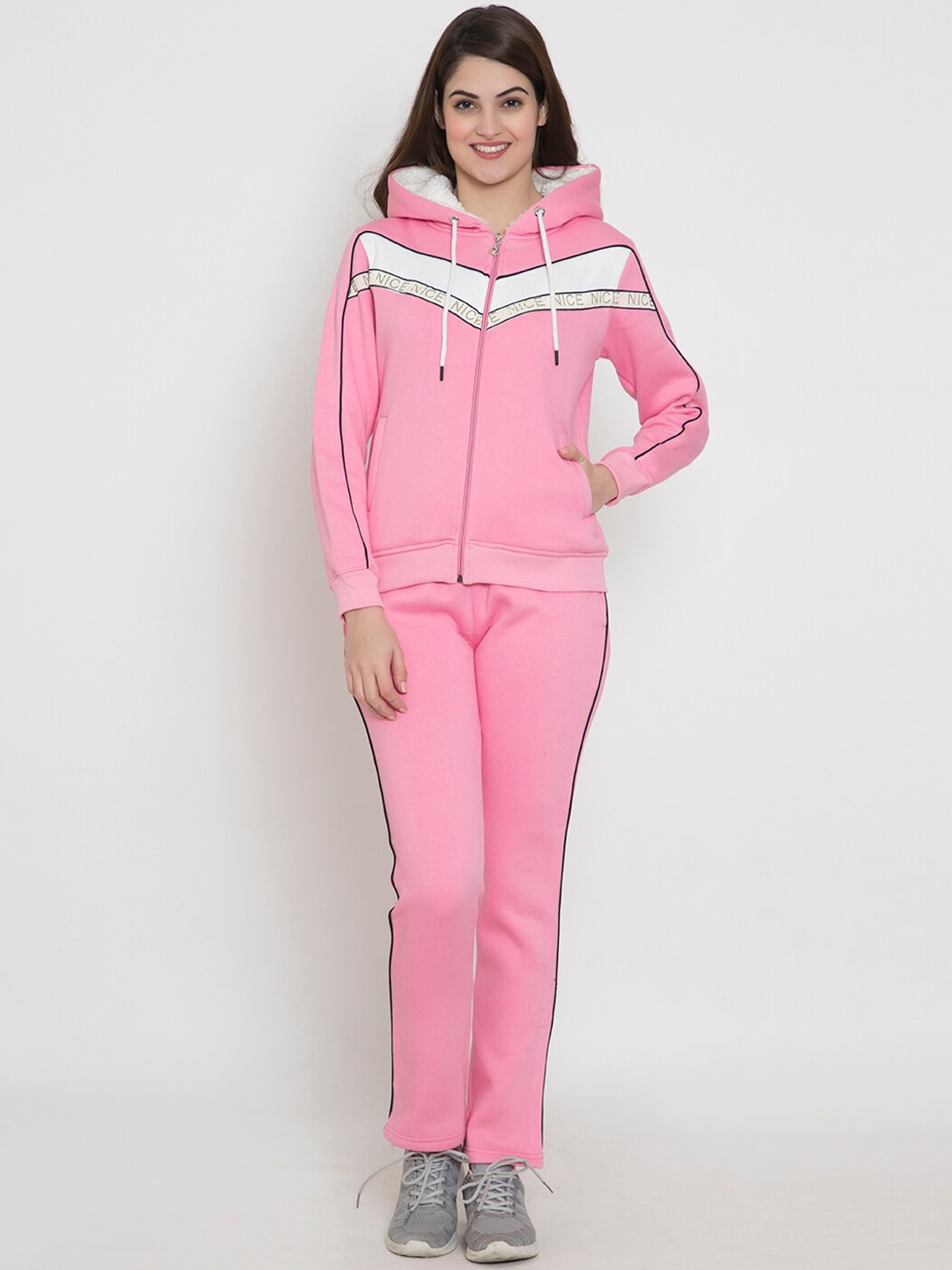 

FLOSBERRY Women Pink Solid Cotton Tracksuits