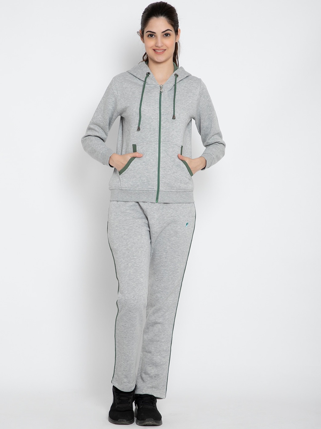 

FLOSBERRY Women Grey Solid Cotton Tracksuits