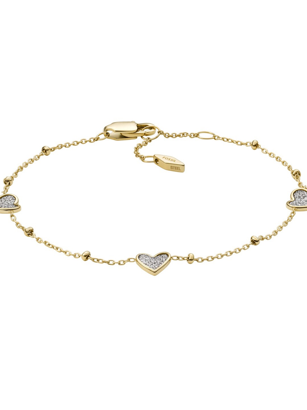 

Fossil Sutton Women Gold-Toned & White Cubic Zirconia Charm Bracelet