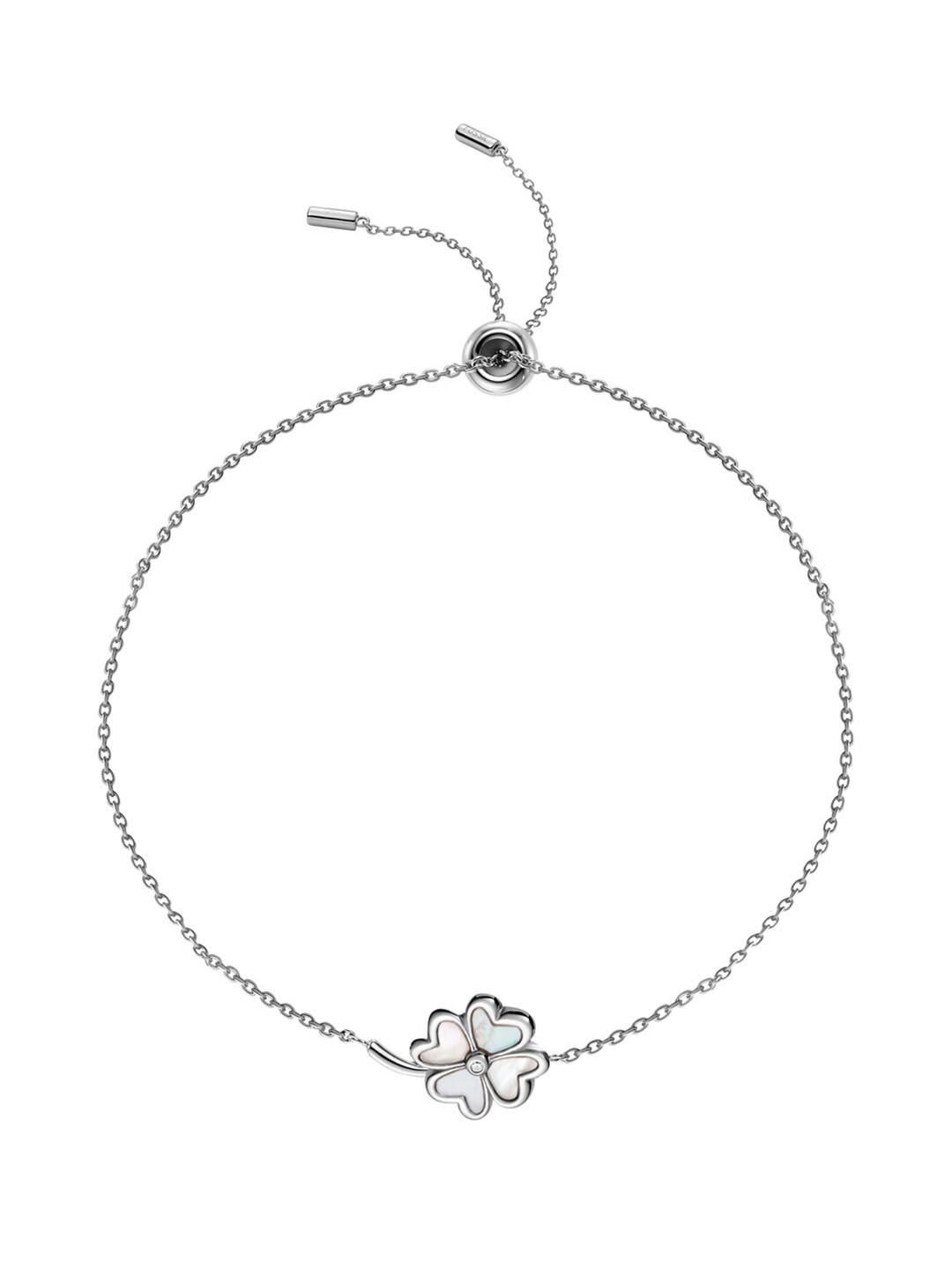 

Fossil Women Silver-Toned & White Sterling Charm Bracelet