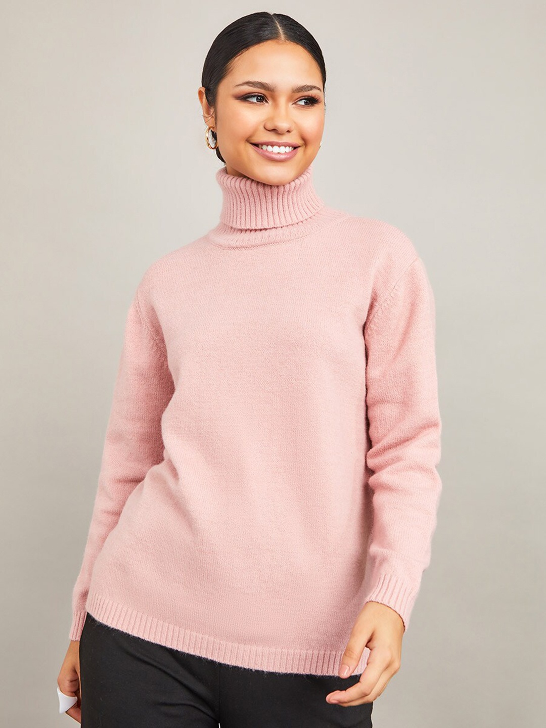 

Styli Women Pink Acrylic Pullover Sweaters