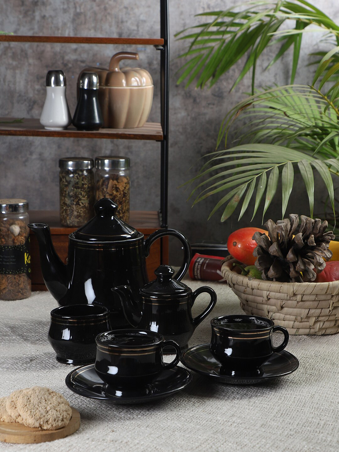 

CDI Black 15 Pieces Printed Dishwasher & Microwave safe Bone China Kettle Set