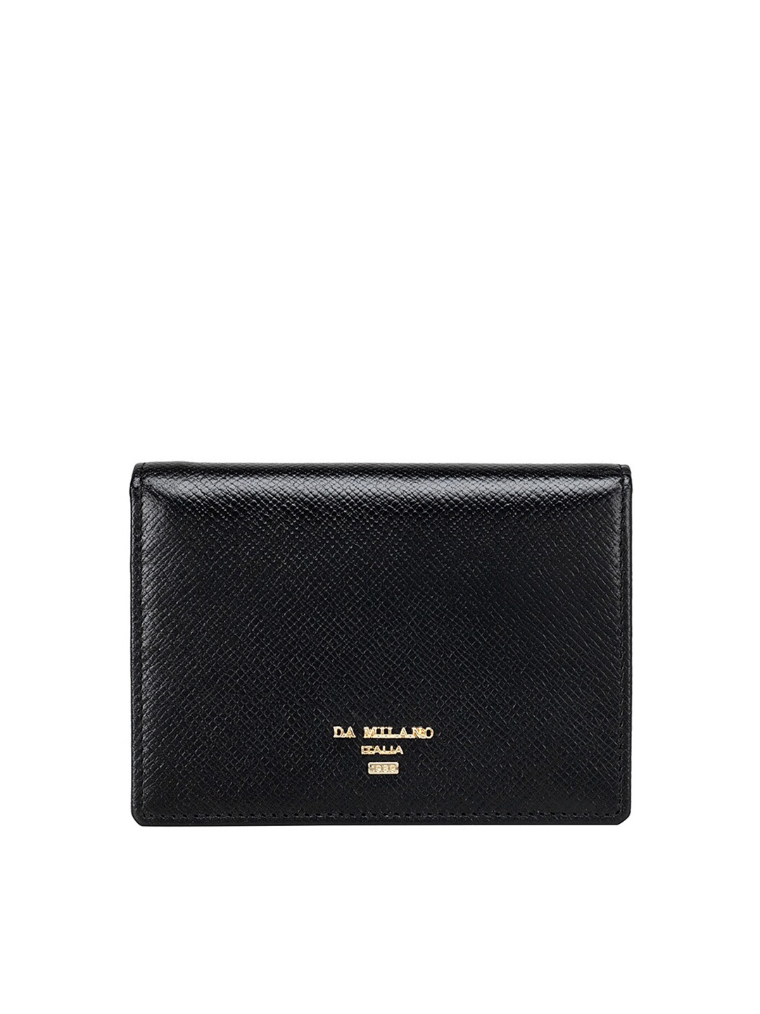 

Da Milano Women Black Textured Leather Three Fold Wallet