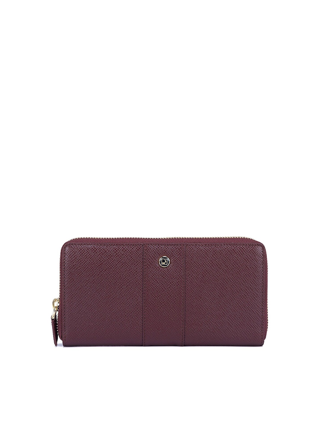 

Da Milano Women Maroon Textured Leather Zip Around Wallet