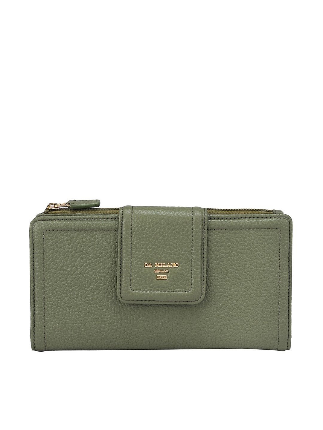 

Da Milano Women Green Textured Leather Two Fold Wallet