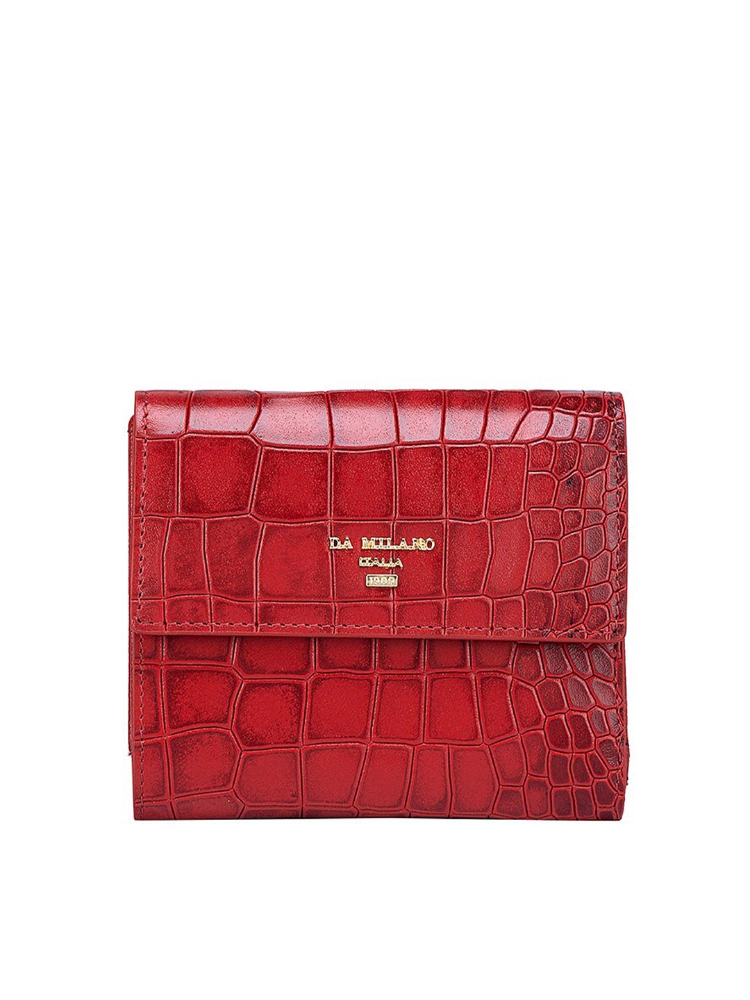 

Da Milano Women Red Textured Leather Three Fold Wallet