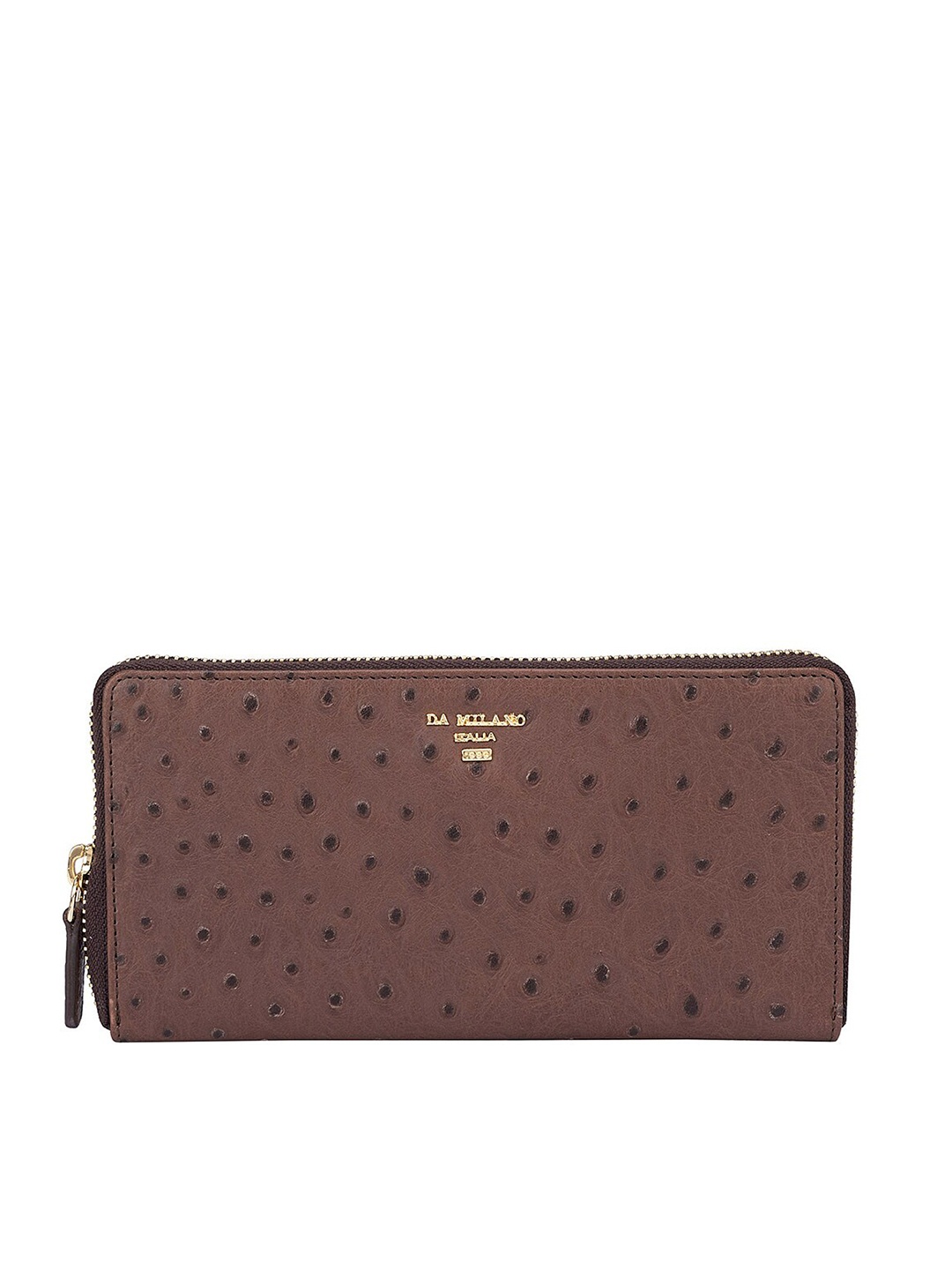 

Da Milano Women Brown Textured Leather Zip Around Wallet
