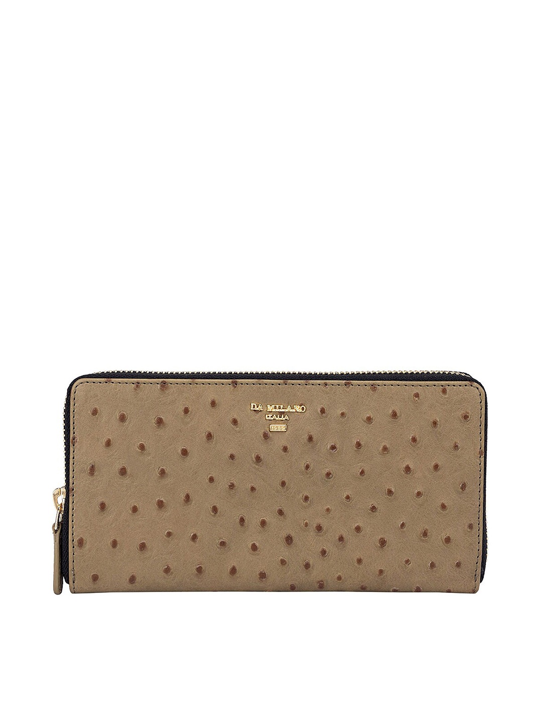

Da Milano Women Green & Gold-Toned Textured Leather Wallet