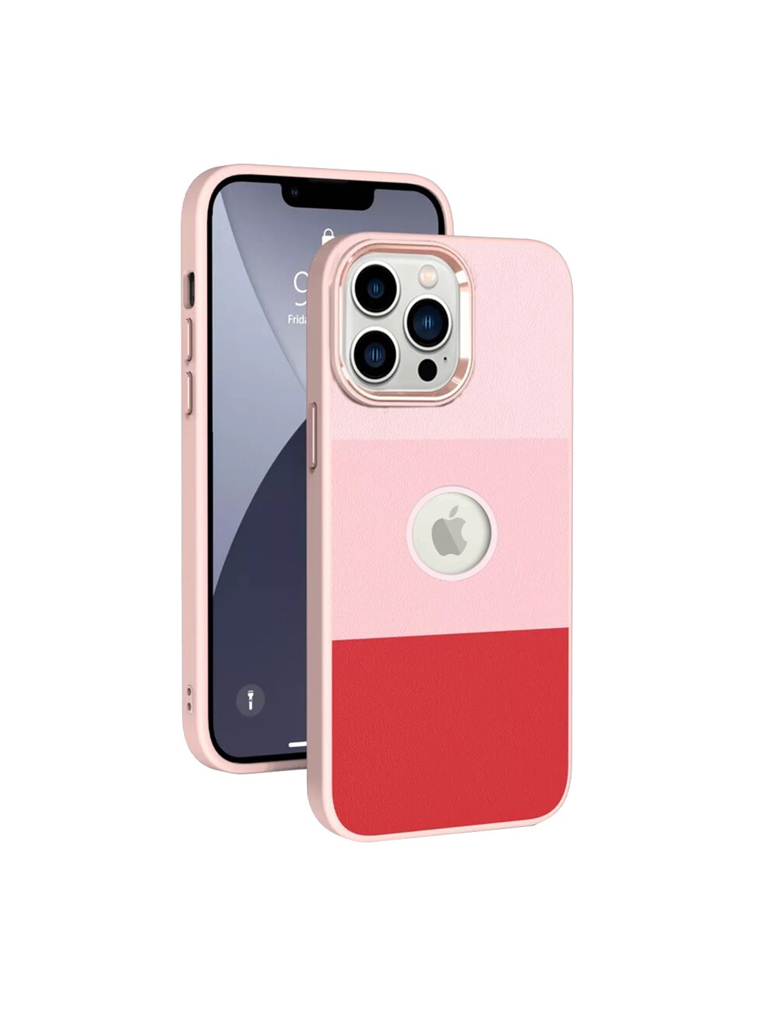 

Karwan Pink Solid Leather iPhone 13 Pro Back Case