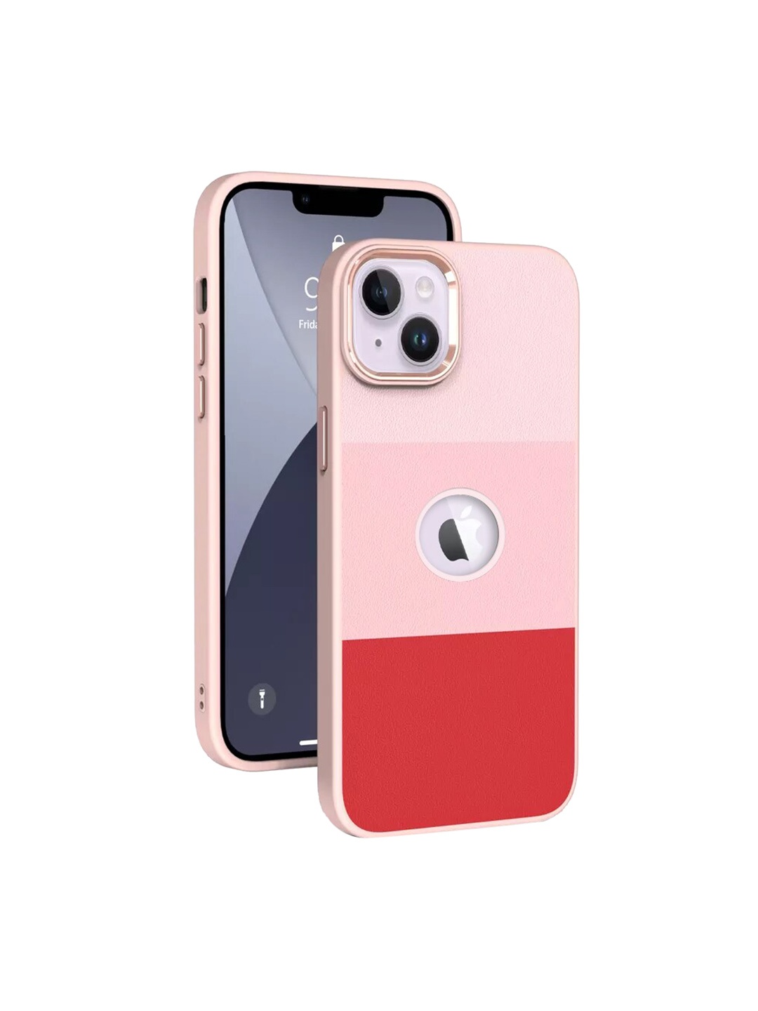 

Karwan Pink Solid Leather iPhone 14 Plus Back Case