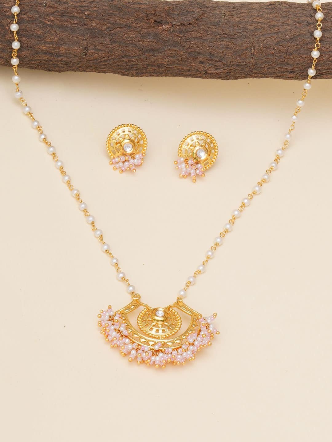 

Voylla Gold-Plated Stone-Studded & Beaded Jewellery Set