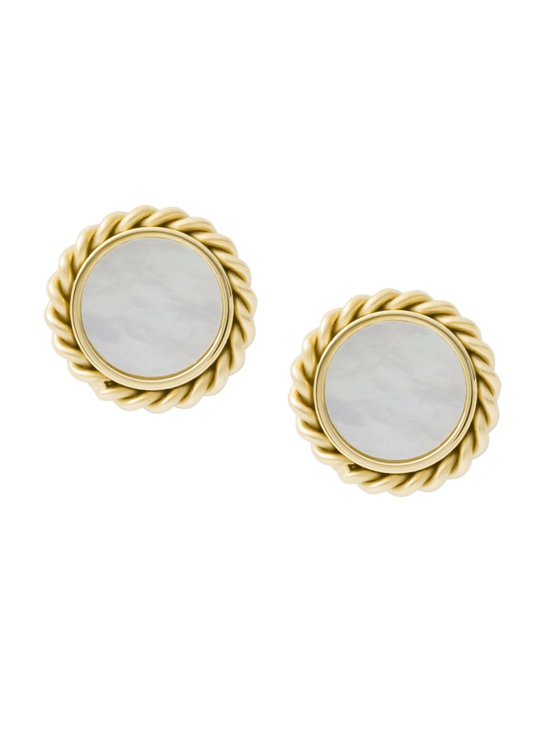 

Fossil Gold Plated & White Circular Studs Earrings