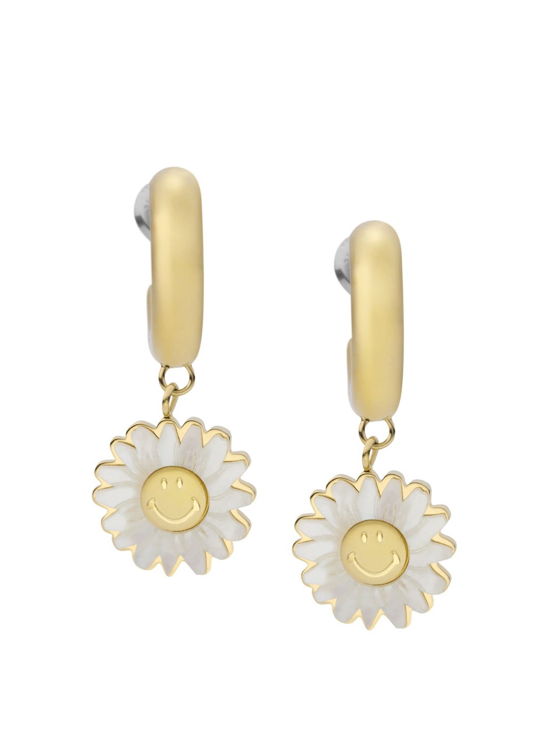 

Fossil Gold Plated & White Floral Drop Earrings