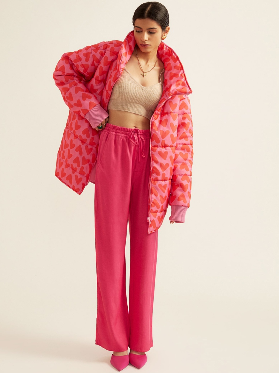 

THE CLOTHING FACTORY Women Pink Lightweight Puffer Jacket
