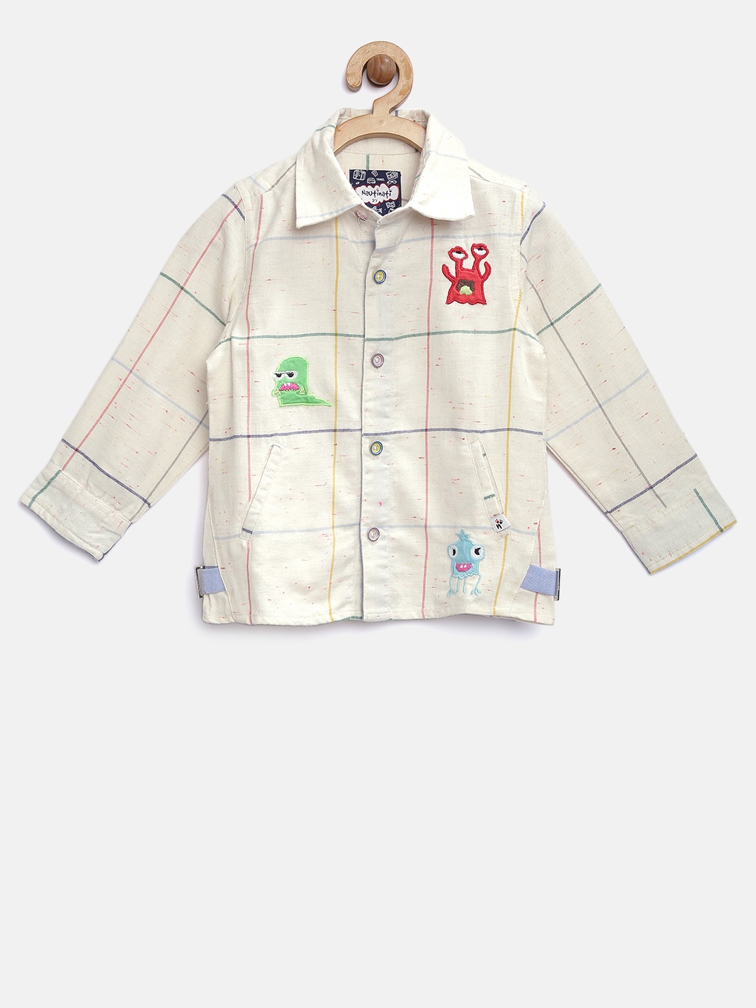 

Nauti Nati Boys Off-White Checked Casual Shirt