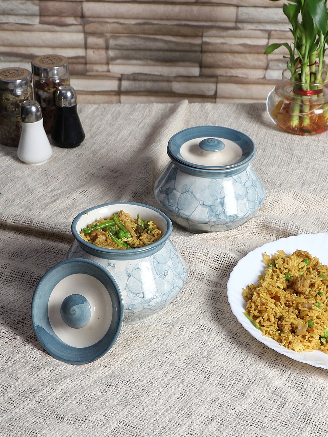 

CDI Set Of 2 Blue Printed Ceramic Handis