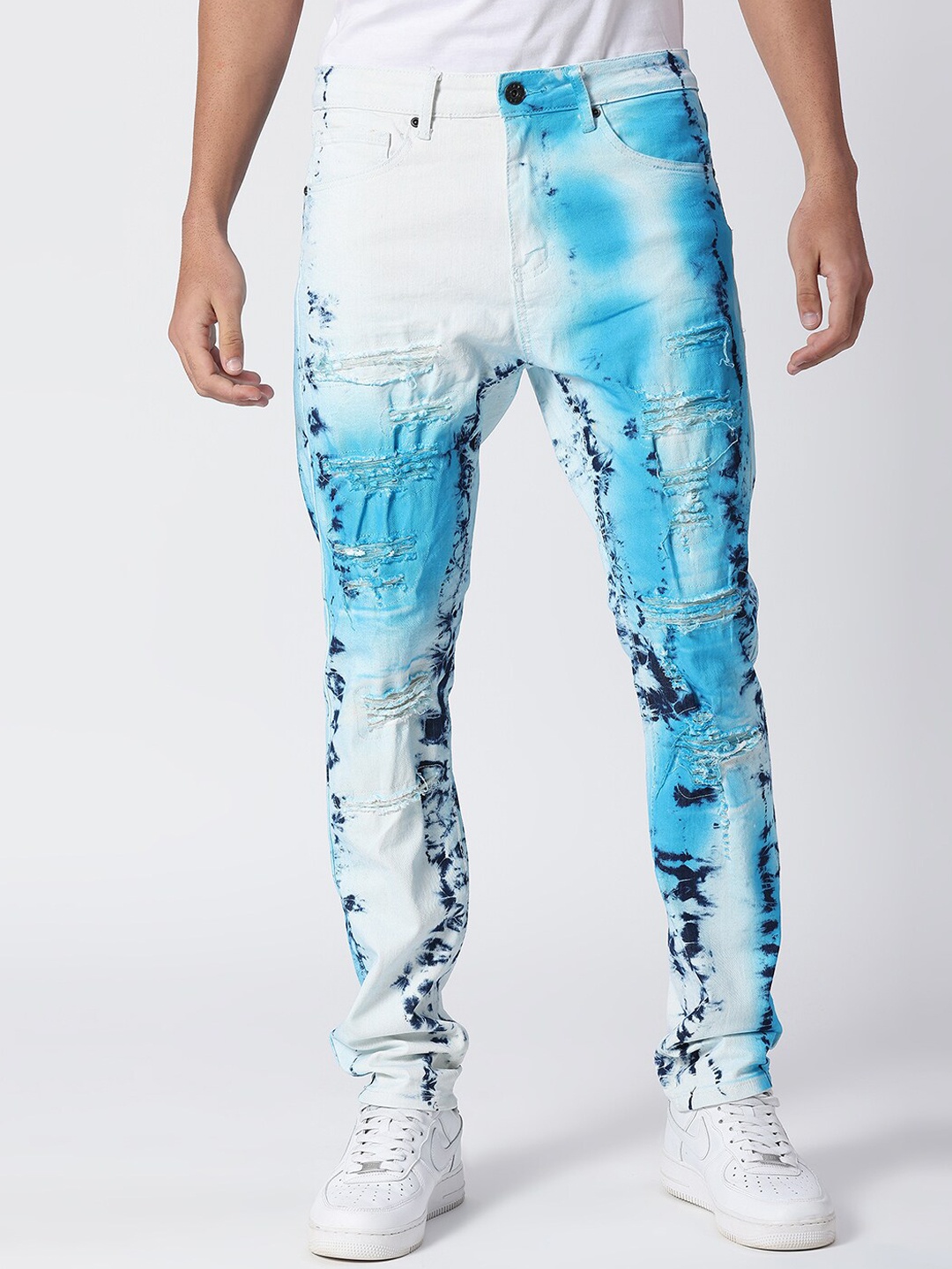 

WAIMEA Men Blue Skinny Fit Highly Distressed Stretchable Jeans