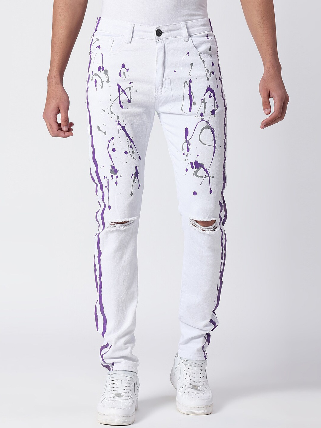 

WAIMEA Men White Skinny Fit Mildly Distressed Stretchable Jeans