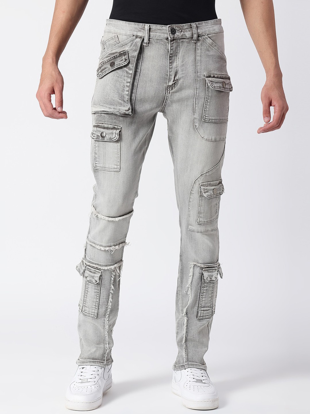 

WAIMEA Men Grey Skinny Fit Mildly Distressed Heavy Fade Stretchable Jeans