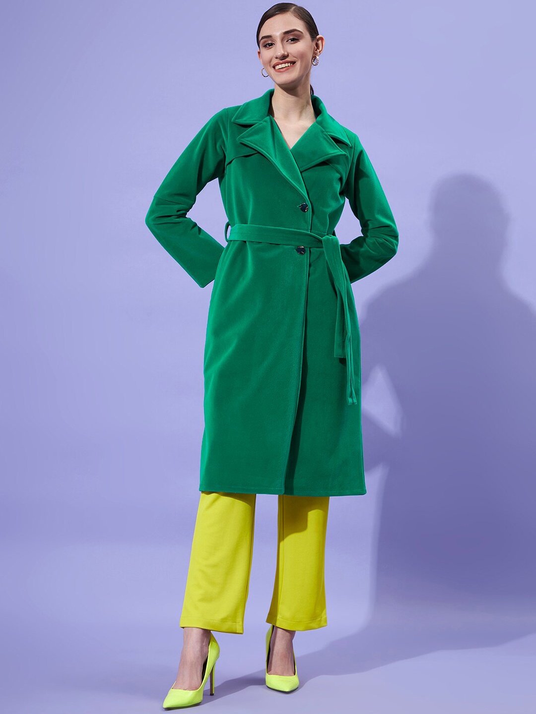 

Athena Women Green Longline Trench Coat