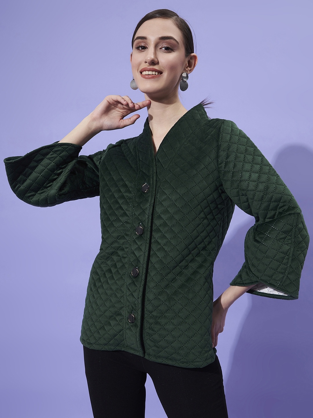 

Athena Women Green Solid Pea Coats
