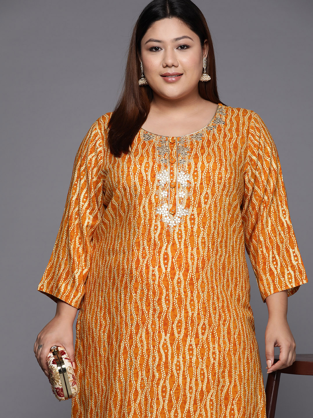 

Varanga Yellow Bandhani Printed Kurta