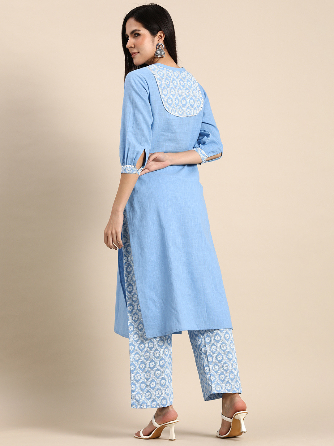 

Anouk Women Ethnic Motifs Pure Cotton Kurta with Trousers, Blue
