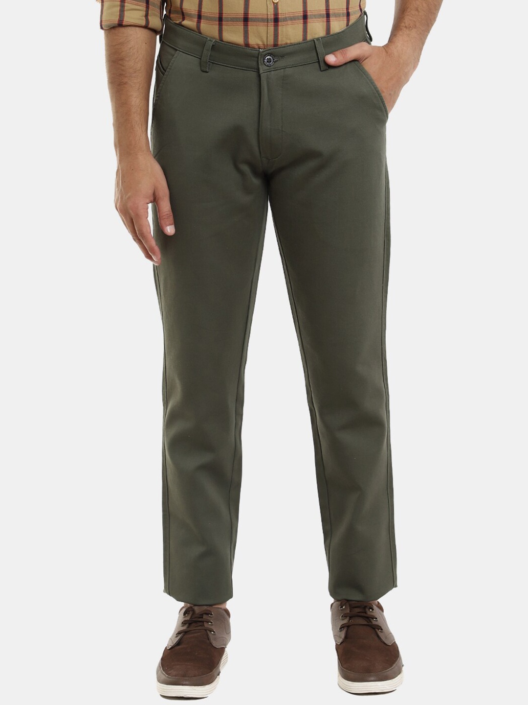

V-Mart Men Olive Green Classic Slim Fit Chinos Trousers