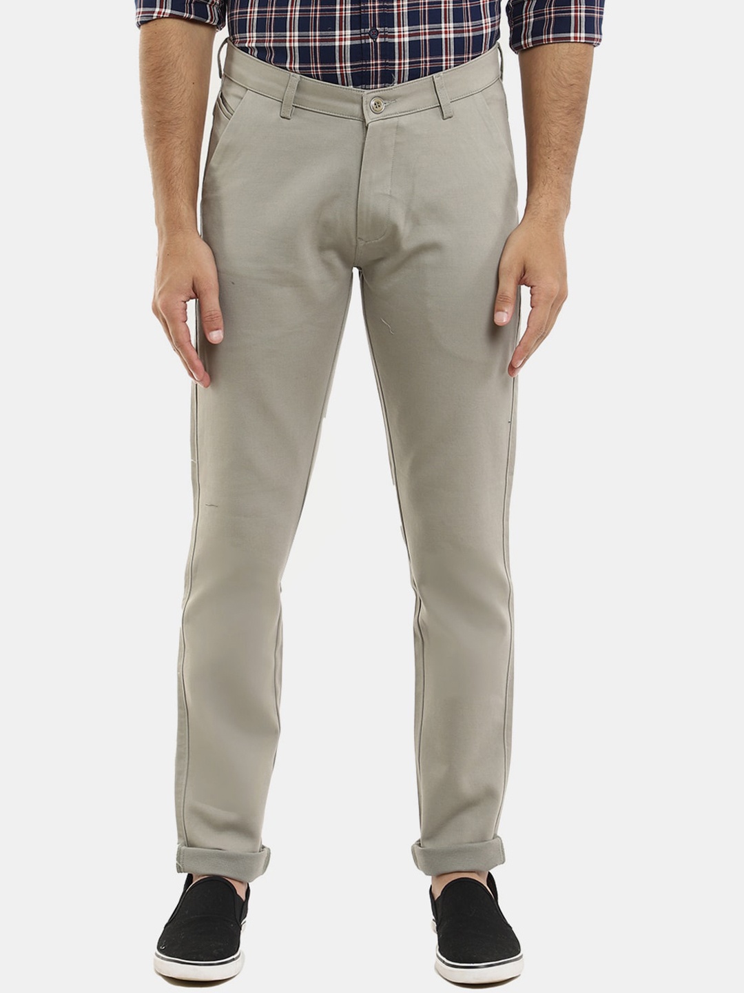 

V-Mart Men Classic Slim Fit Cotton Trousers, Taupe