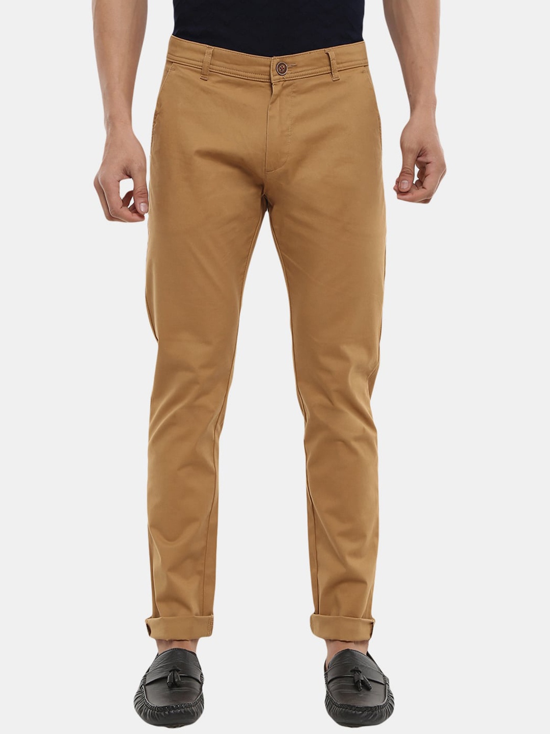 

V-Mart Men Khaki Classic Slim Fit Cotton Trousers