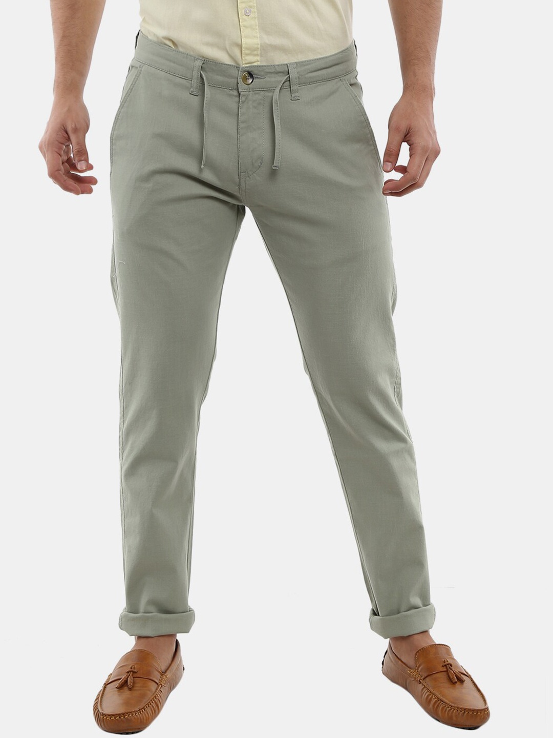 

V-Mart Men Green Classic Cotton Trousers