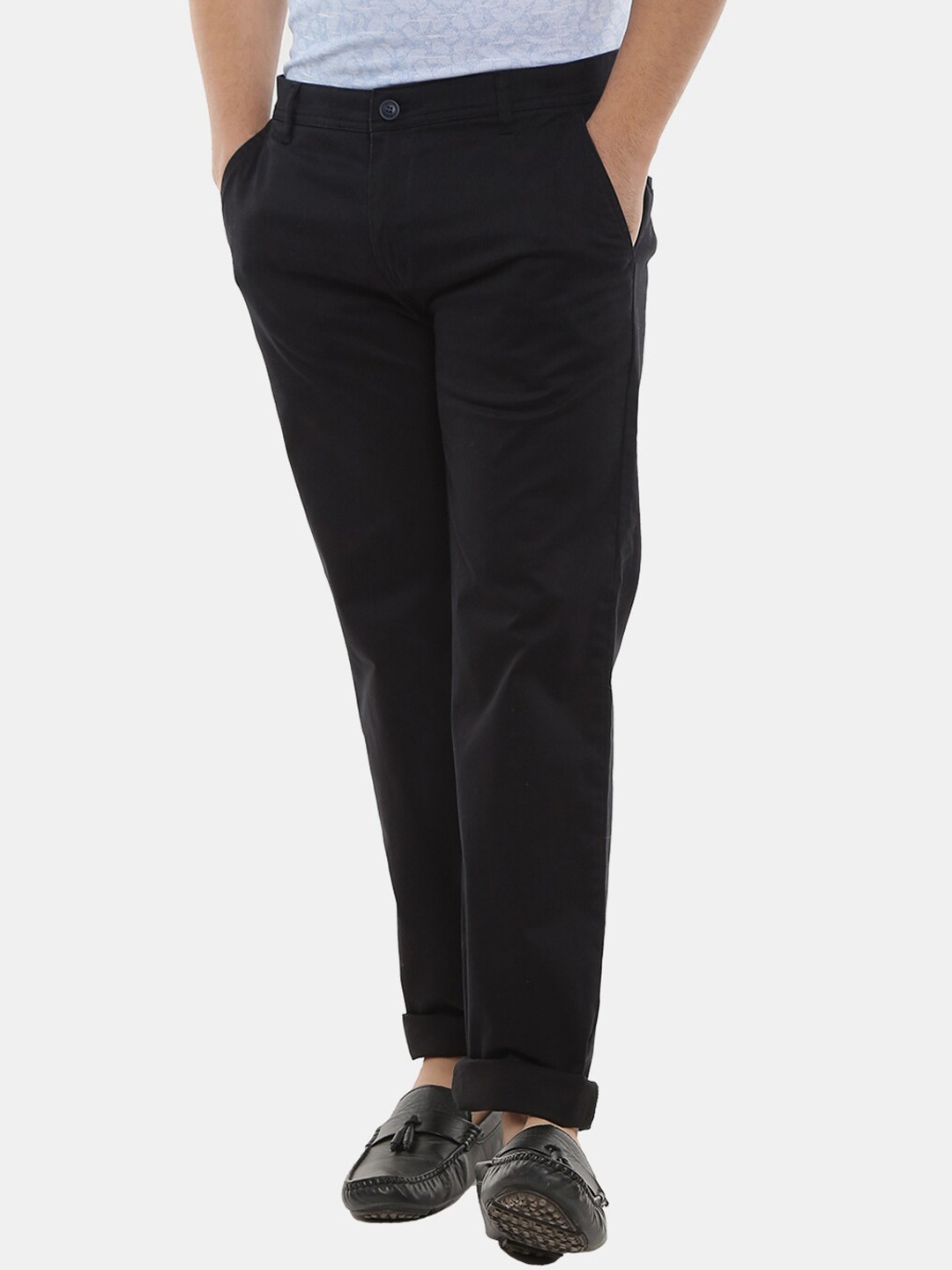 

V-Mart Men Black Classic Slim Fit Cotton Trousers